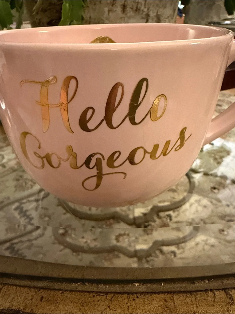 Glam Girly Coquette Babe-boss Girl Boss Pink Hello Gorgeous Jumbo mug gold lips